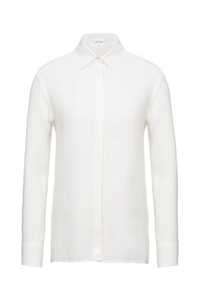 Beyaz Klasik İpek Gömlek